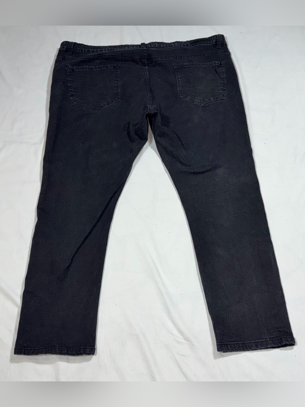 Kenneth Cole Mens Black Straight Fit Stretch Jeans 44x30 Charcoal Denim Y13